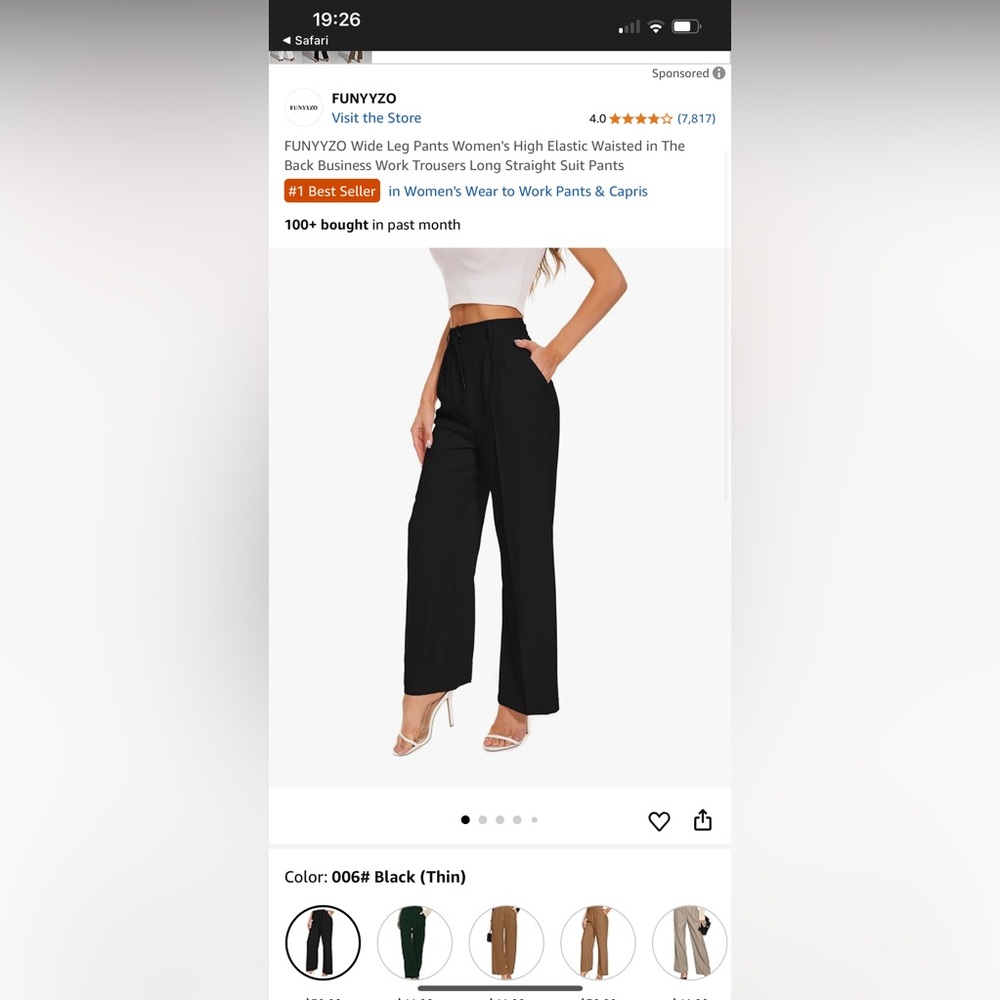 Amazon Black Wide Leg Jumpsuit with Belted Waist